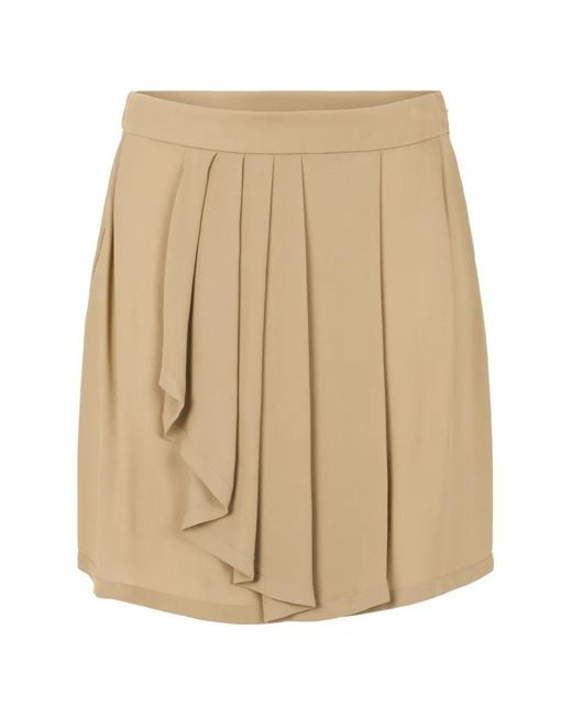 Alberta Ferretti Natural Draped Pleated Mini Skirt