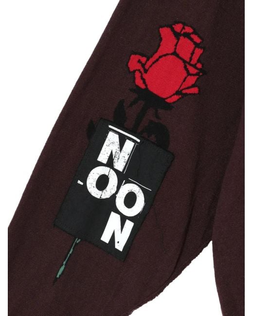 Undercover Black Appliqué Flower Sweater for men