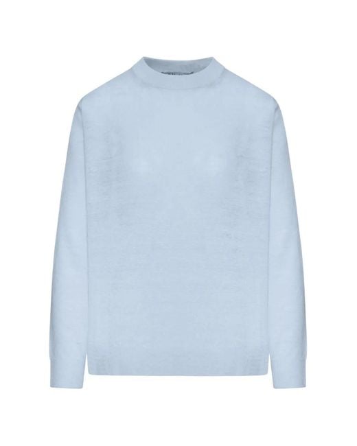 Max Mara Blue Linen Crewneck Sweater