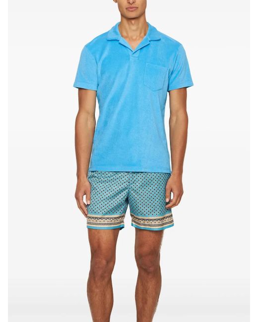 Orlebar Brown Blue Terry Polo Shirt for men