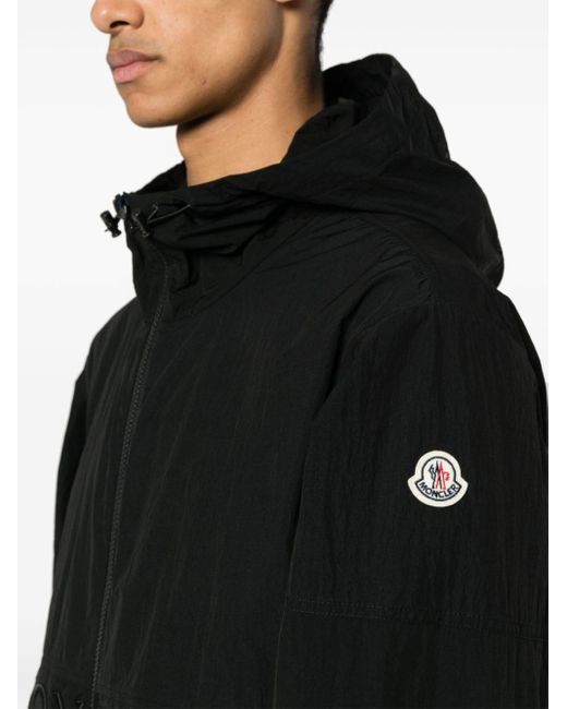 Moncler Black Joly Logo-embroidered Hooded Jacket for men