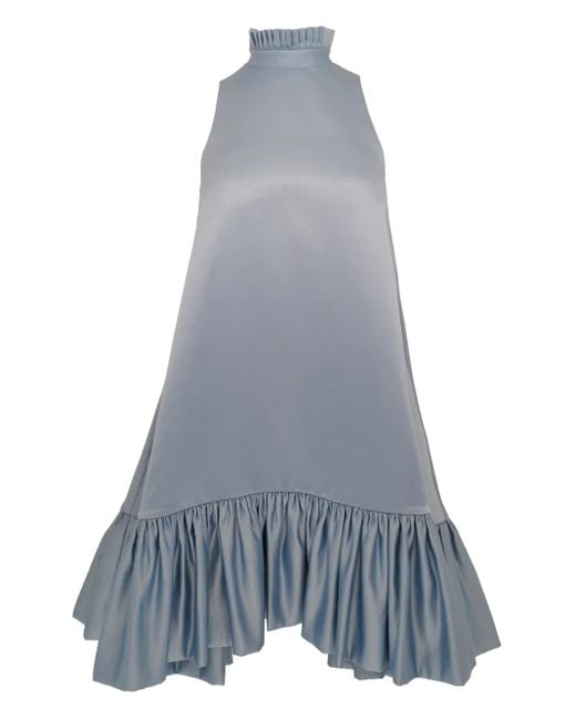 Azeeza Alcott Ruffled Halterneck Mini Dress Gray