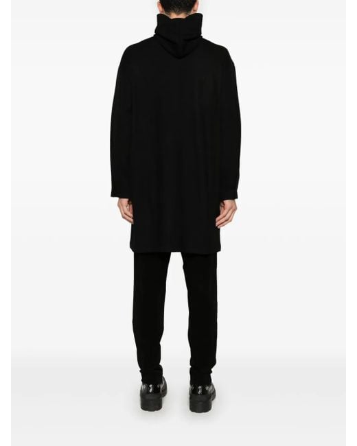 Transit Black Virgin Wool Hooded Coat for men
