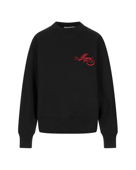 MSGM Black Embroidered Logo Crew-Neck Sweatshirt