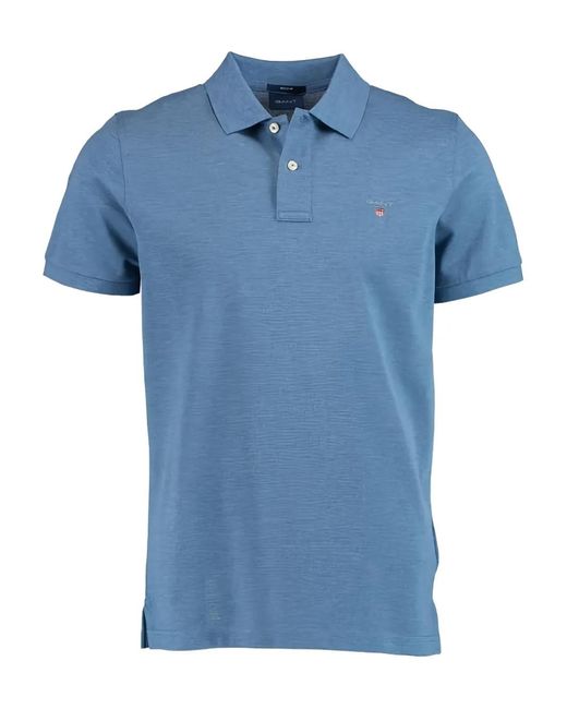 Gant Blue Pique Short-Sleeve Shirt for men