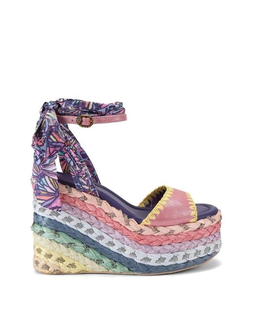 Kurt Geiger Blue Chelsea Butterfly-Print Crystal-Embellished Espadrilles