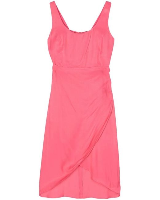 ARMANI EXCHANGE Pink Wrap-Skirt Midi Twill Dress
