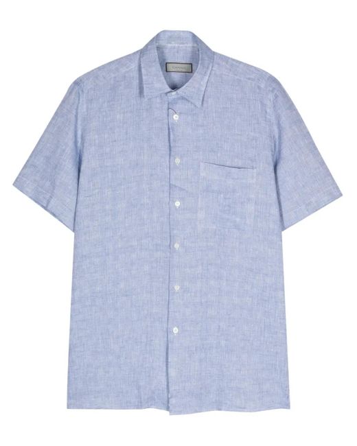 Chemise En Lin À Manches Courtes Canali pour homme en coloris Blue