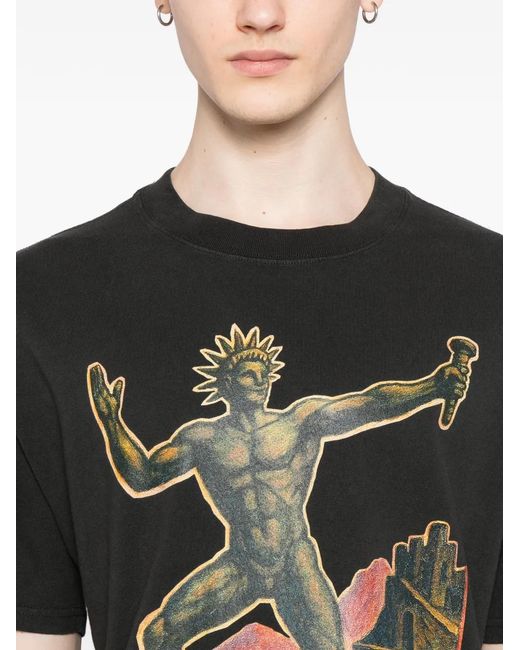 Melt Black Cotton Printed T-Shirt for men