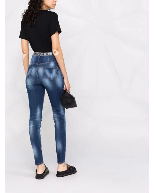 Philipp Plein Blue High-Waist Jeggings