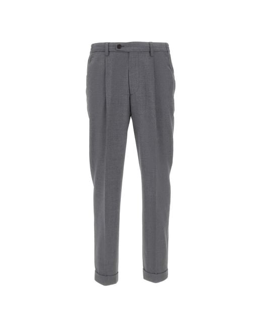Devore Gray Cuffed-Hem Tailored Trousers for men