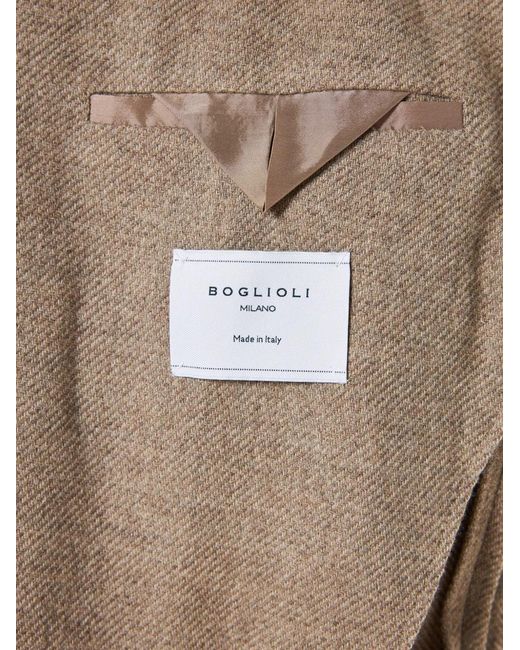 Boglioli Natural Mandarin-Collar Button-Up Jacket for men