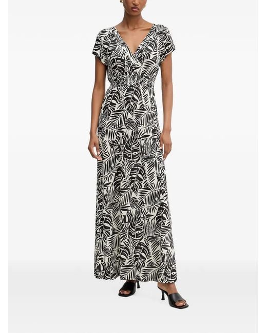 Morgan White Leaf-Print Wrap-Style Maxi Dress