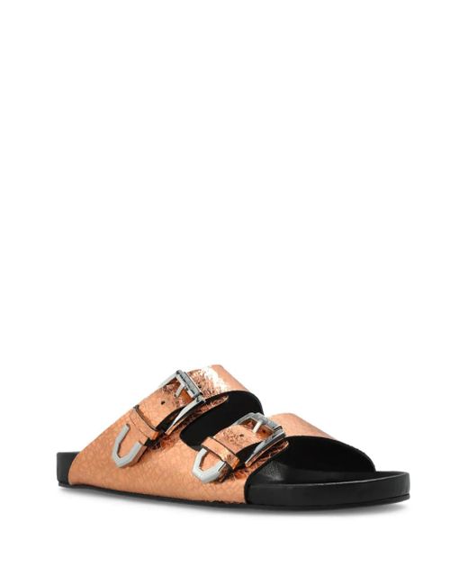 IRO Brown Leather Slides