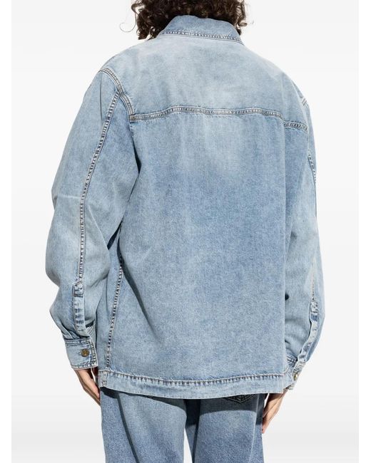 Balmain Blue Faded-Effect Denim Jacket for men