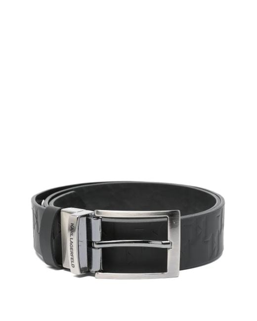 Karl Lagerfeld Black Embossed-buckle Belt for men