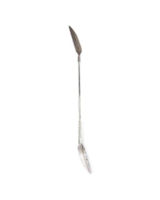 Ann Demeulemeester White Feather-Detail Lapel Pin for men