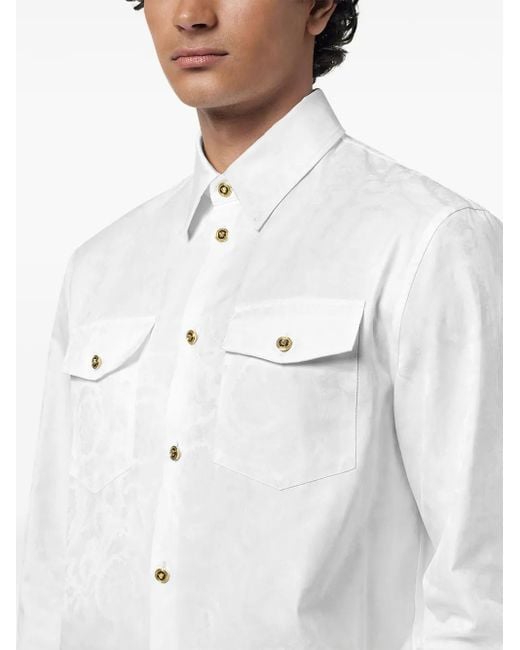 Versace White Jacquard Cotton Shirt for men