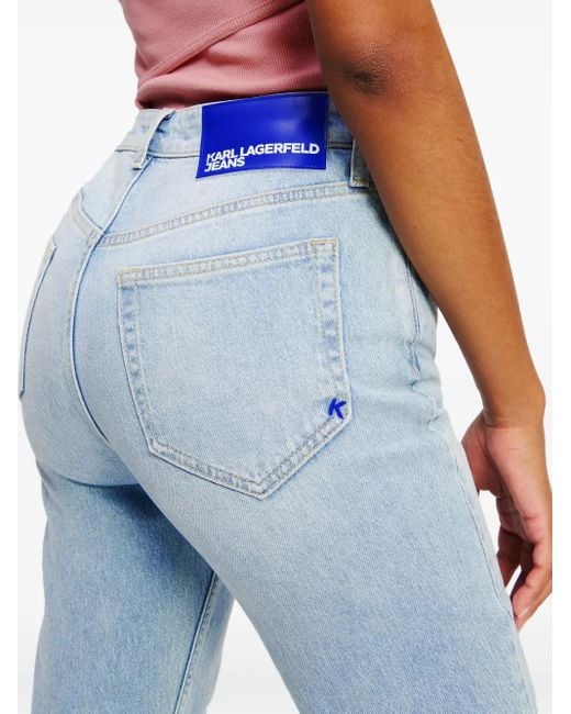 Karl Lagerfeld Blue High-Rise Flared Jeans