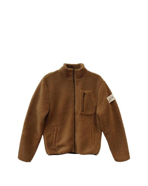HTC Brown Zip-Up Teddy Jacket for men