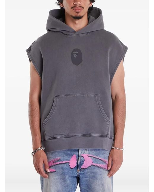 A Bathing Ape Gray Sleeveless Hooded Sweatshirt