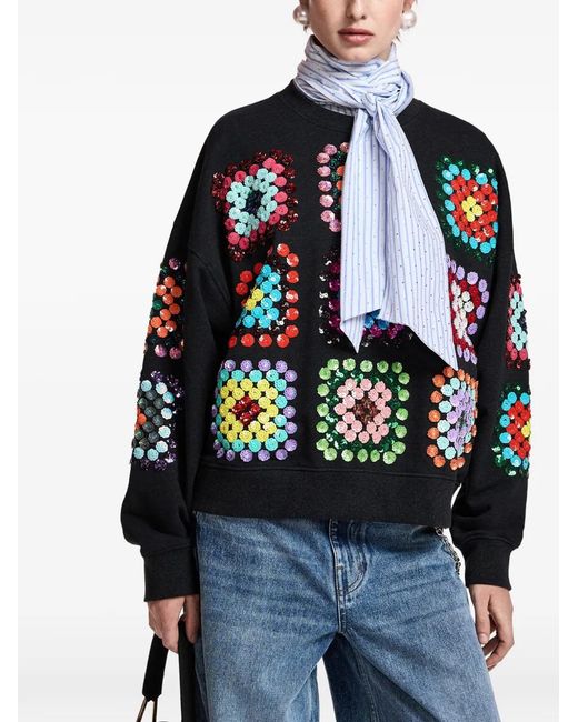 Essentiel Antwerp Black Karnaval Sequin-Embellished Sweatshirt