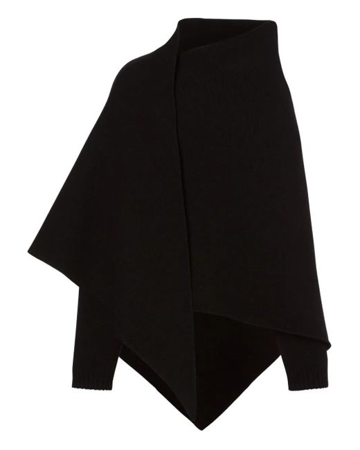 Alberta Ferretti Black Virgin-Wool Blend Poncho