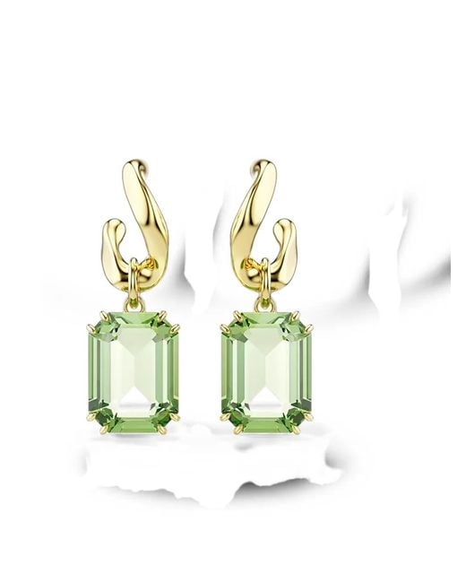 Swarovski Green Octagonal-Cut Crystal Earrings