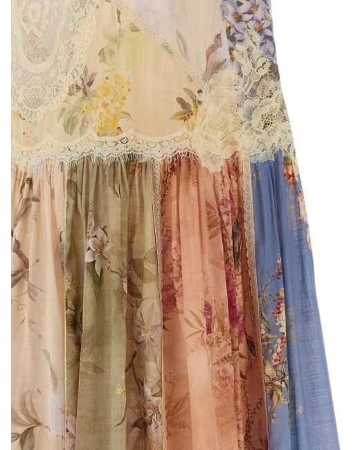 Zimmermann Natural Lace-Trimmed Floral Dress
