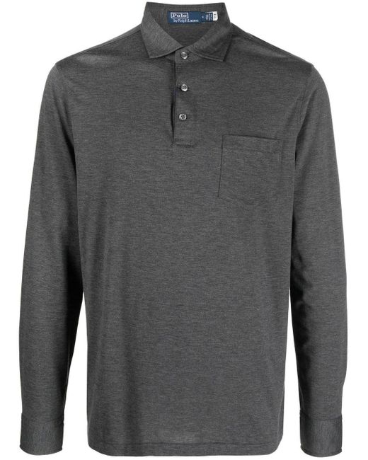 Polo Ralph Lauren Cotton Long-sleeved Polo Shirt in Grey (Grey) for Men ...