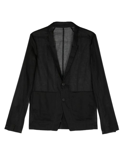 Blazer semitranslúcido con botones Rick Owens de color Black