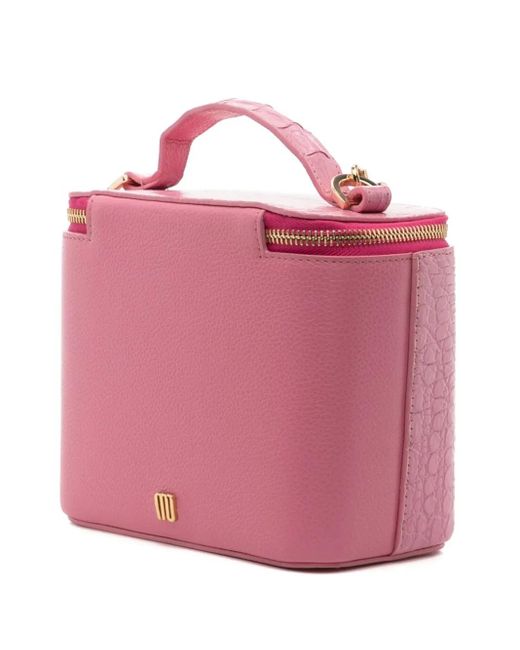 MARIA OLIVER Pink Crocodile-Embossed Zipped Tote Bag