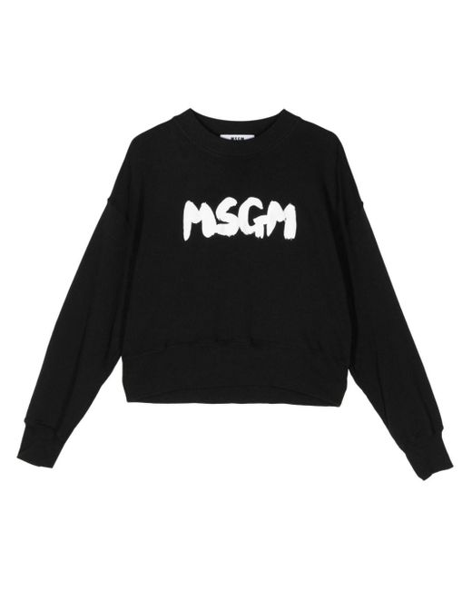 MSGM Black Logo-print Cotton Jumper