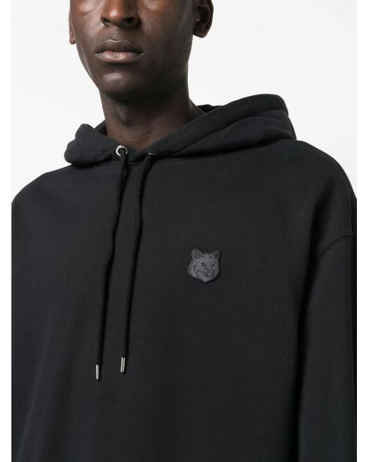 Maison Kitsuné Black Fox-motif Cotton Hoodie for men