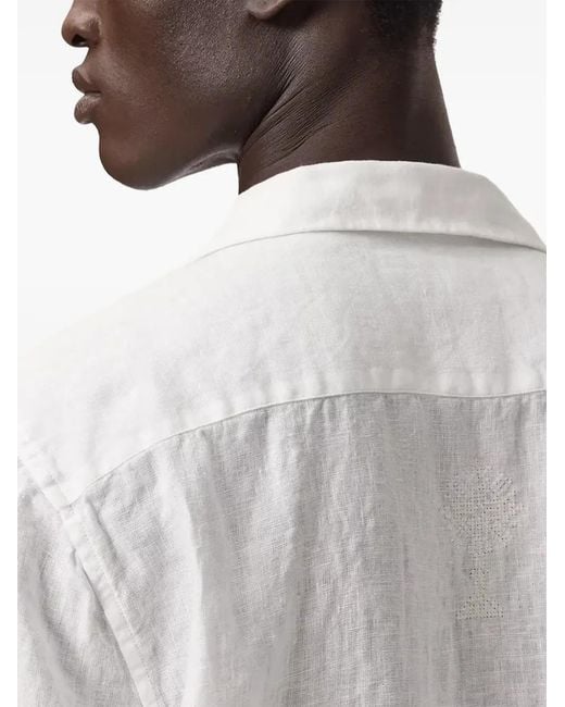 AllSaints White Sepal Short-Sleeve Linen Shirt for men