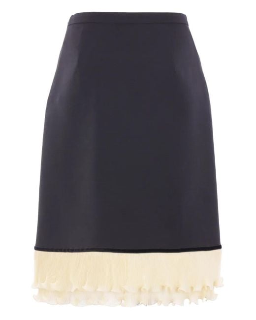 Valentino Garavani Blue Pleated-Trim Bow Skirt