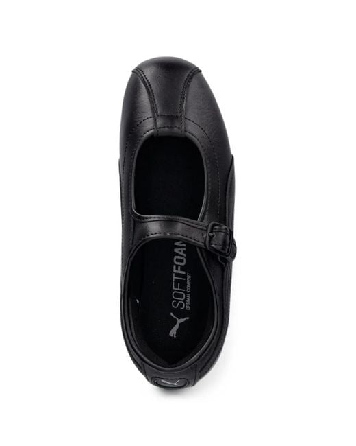 PUMA Black Tacklette Buckle-Strap Ballet Flats