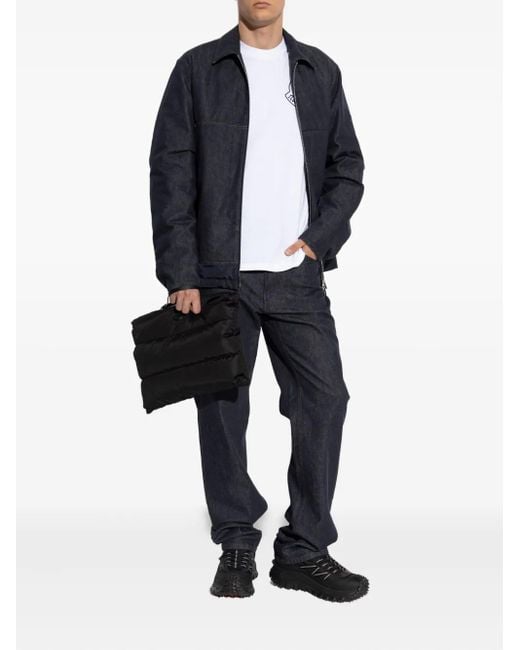 Moncler Blue Zip-Up Bomber Jacket for men