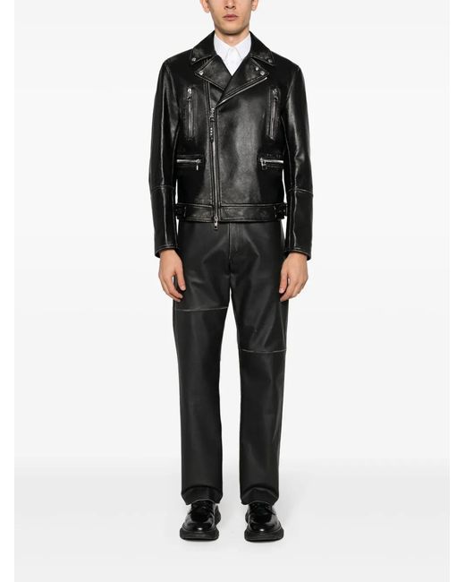 McQueen Black "essential" Biker Jacket for men