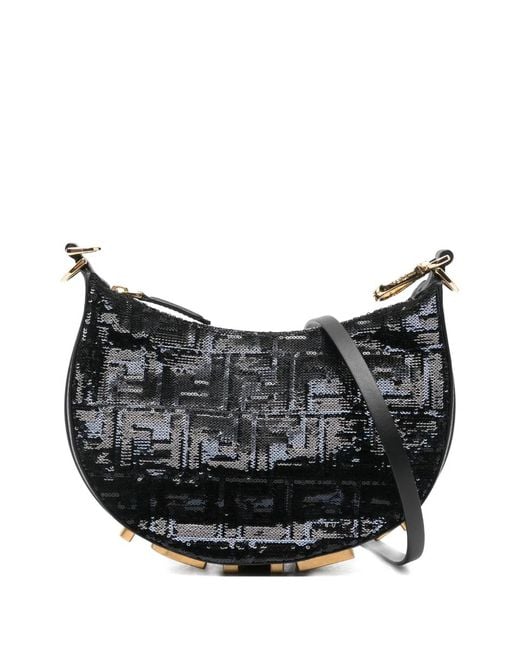 Fendi Black Mini Graphy Sequin-Embellished Tote Bag
