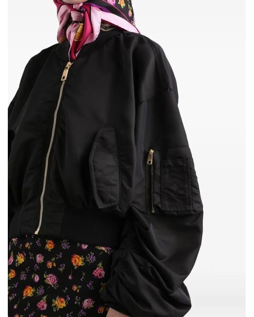 Dolce & Gabbana Black Zip-Up Bomber Jacket