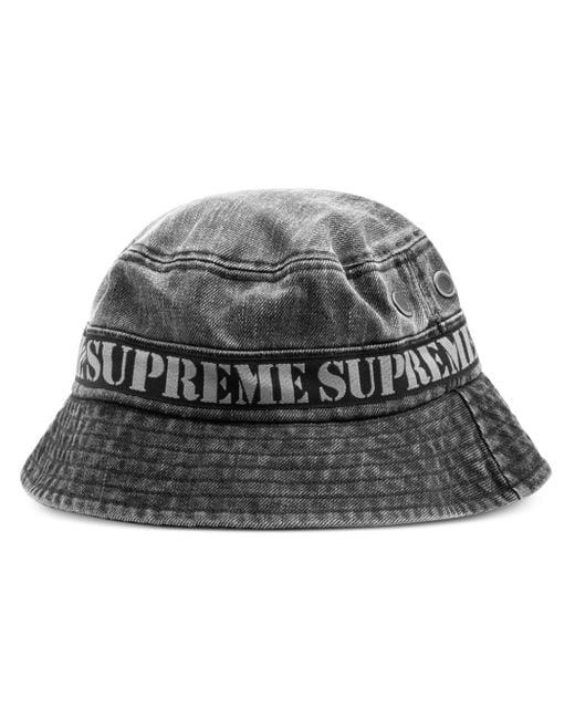 Supreme Gray Stencil Logo Webbing Bucket Hat