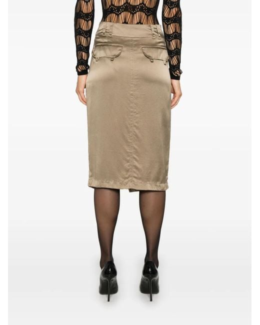 Saint Laurent Natural Silk Pencil Skirt