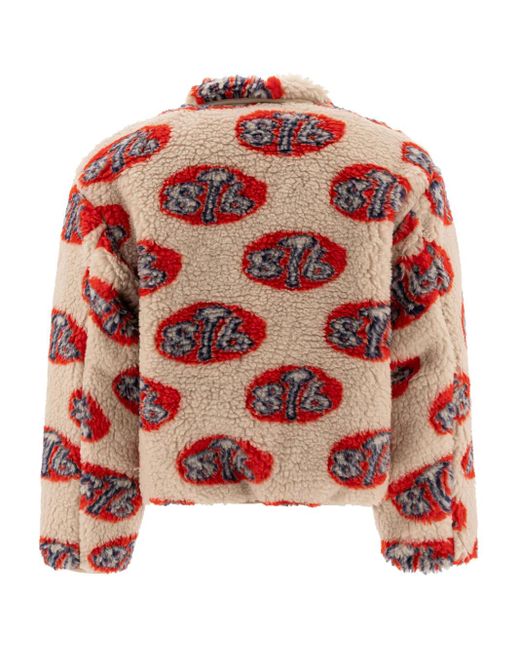 Kapital Red Logo-Pattern Fleece Jacket for men