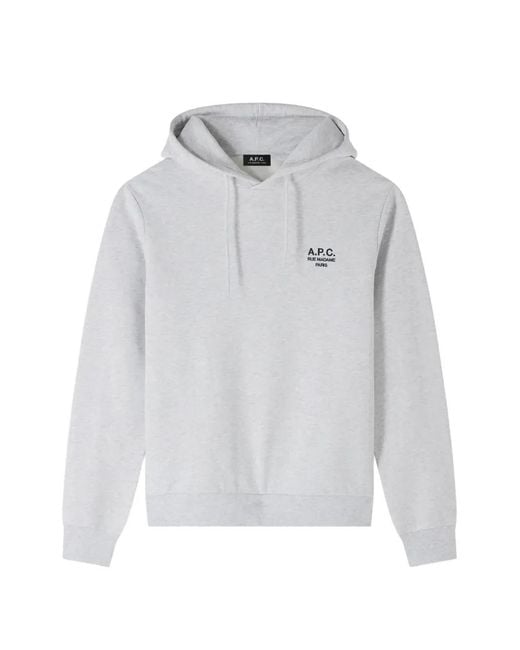A.P.C. Gray Logo-Embroidered Drawstring Hoodie for men