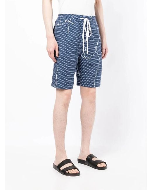 Destin Blue Polka-Dot Pattern Print Shorts for men