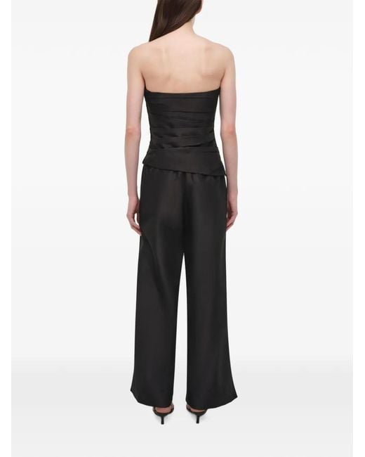 Jonathan Simkhai Black Emerson Ruched Bustier Top