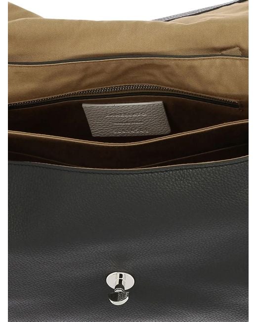 Zanellato Black Postina Daily Stud-Detail Leather Tote Bag