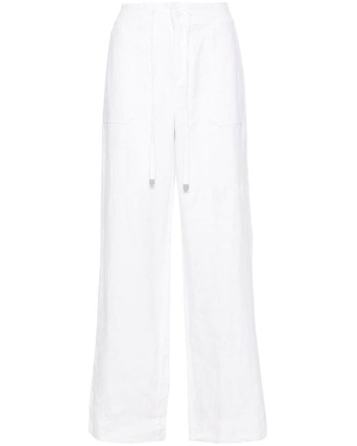 Lauren by Ralph Lauren White Drawstring-waist Linen Trousers