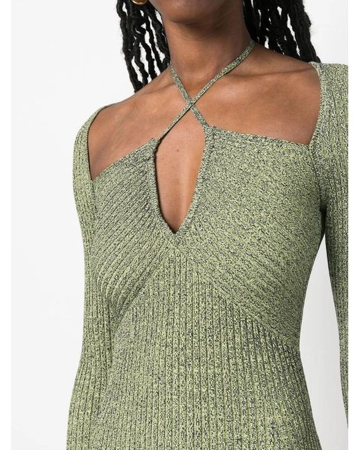 Jonathan Simkhai Green Crossover Strap Bodycon Midi Dress